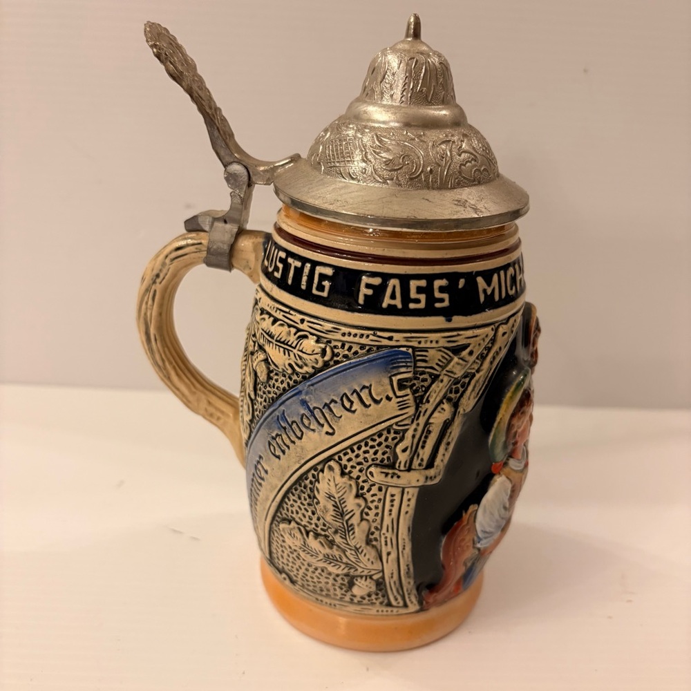 Vintage King Western German Beer Stein with Pewter Lid